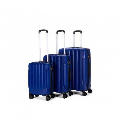 RK-9755 X-MOTION PP trolley 3-delige set 4 wielen TSA slot kleur donkerblauw